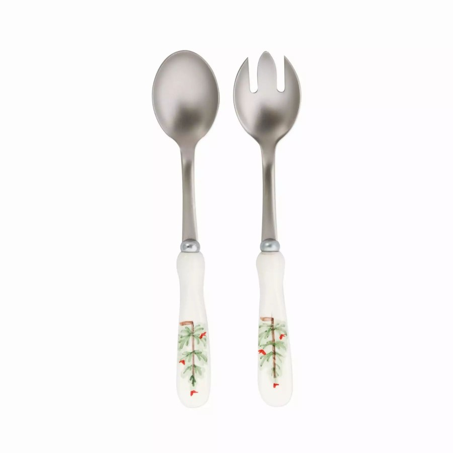 Sets * | Vietri Lastra Holiday Salad Server Set Gift Boxed