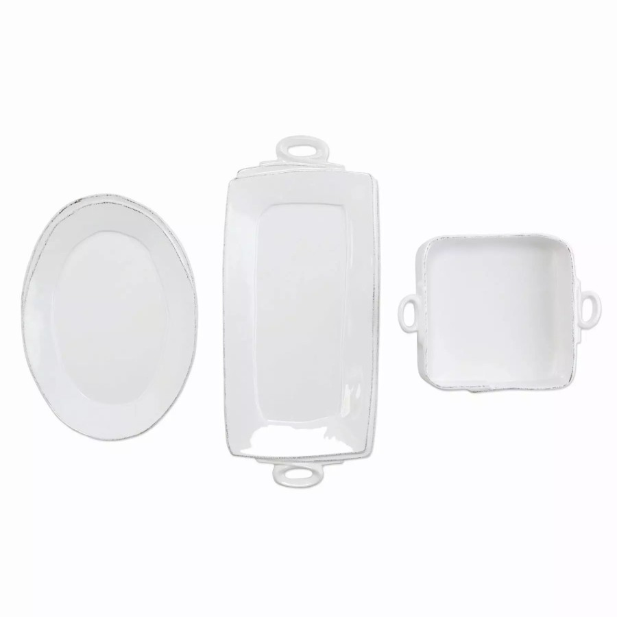 Sets * | Vietri Lastra White 3-Piece Hostess Set