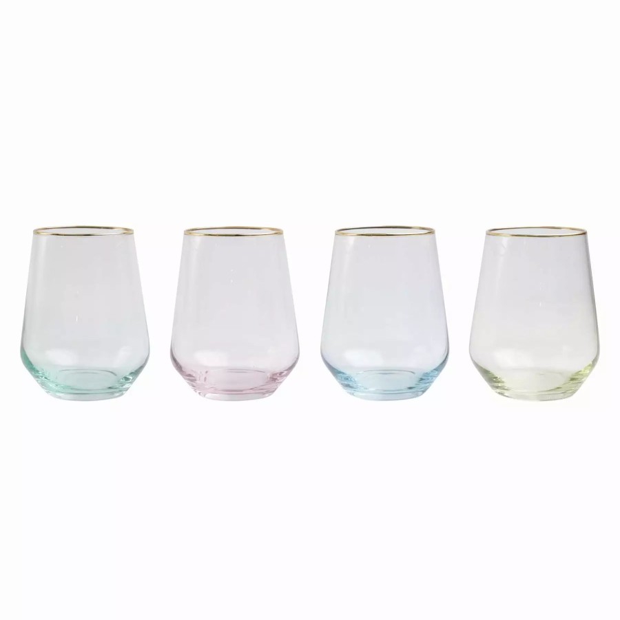 Flatware * | Viva By Vietri Rainbow Assorted Stemless Wine Glasses Set Of 4