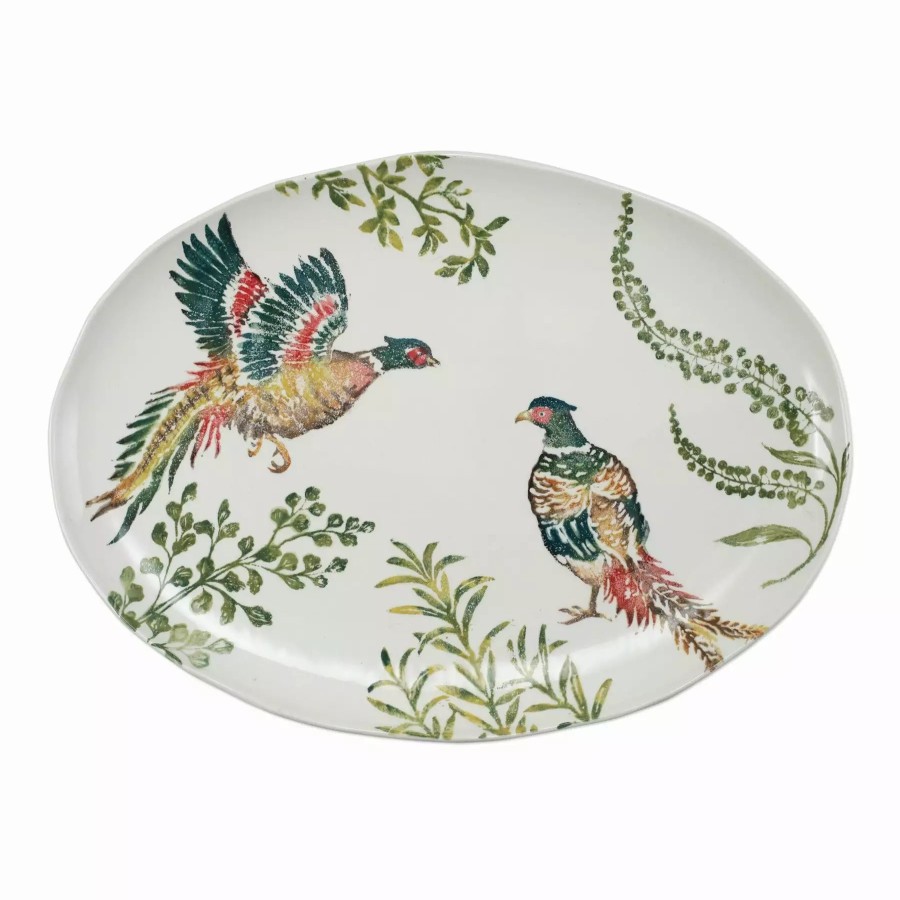 Serveware * | Vietri Fauna Pheasants Large Oval Platter