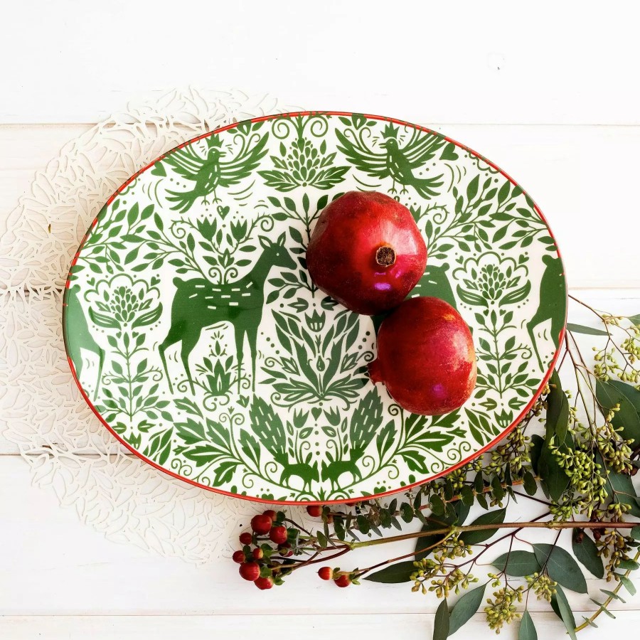 Serveware * | Viva By Vietri Mistletoe Oval Platter