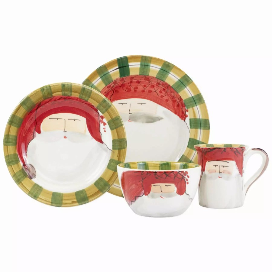 Sets * | Vietri Old St. Nick Red Hat Four-Piece Place Setting