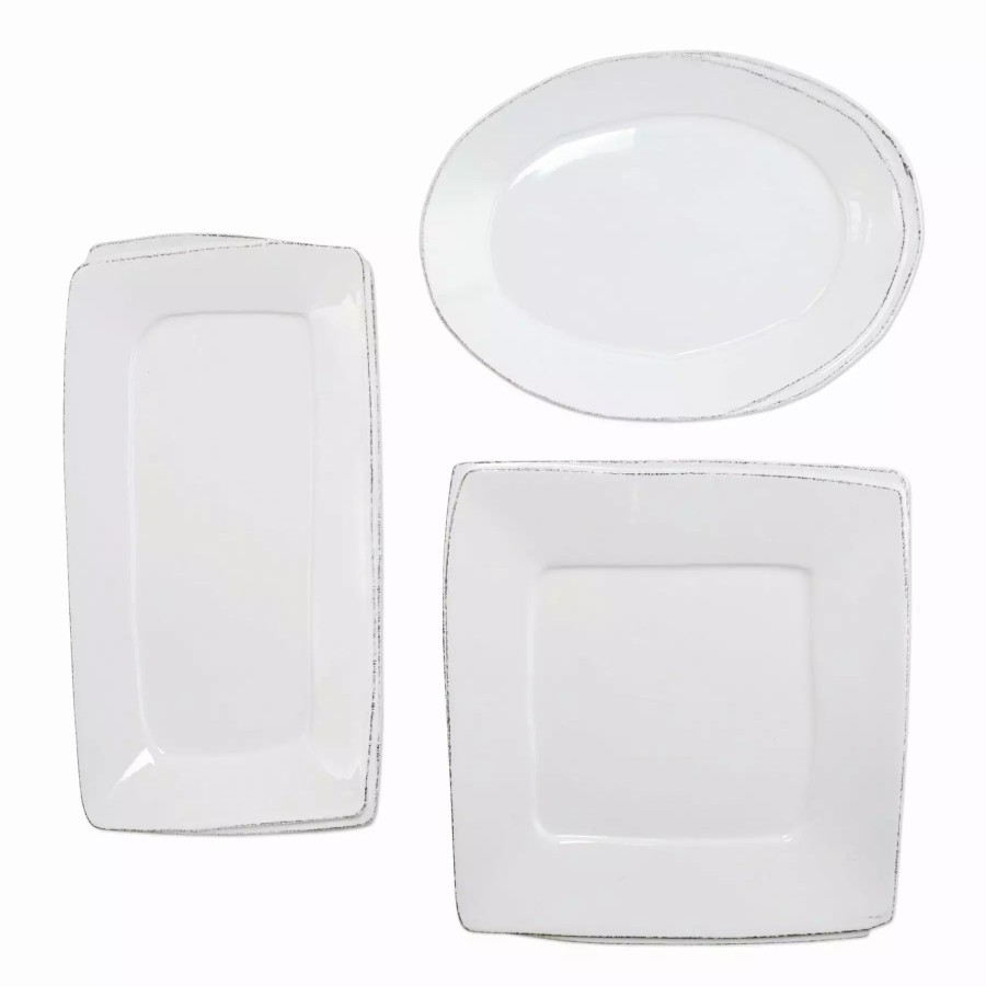 Sets * | Vietri Lastra White 3-Piece Serveware Set