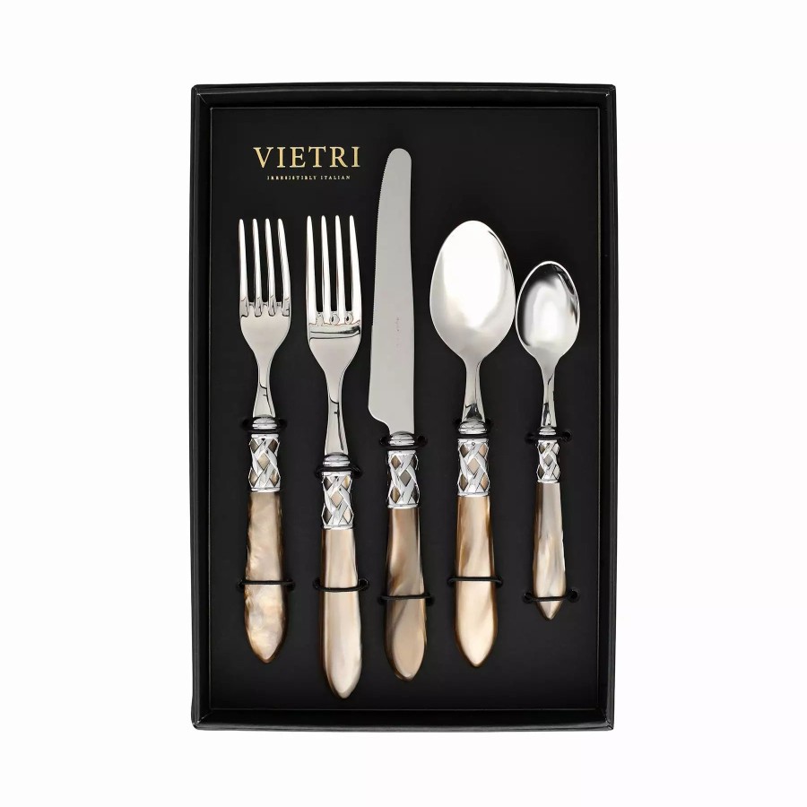 Flatware * | Vietri Aladdin Brilliant Taupe Five-Piece Place Setting Set Of 4