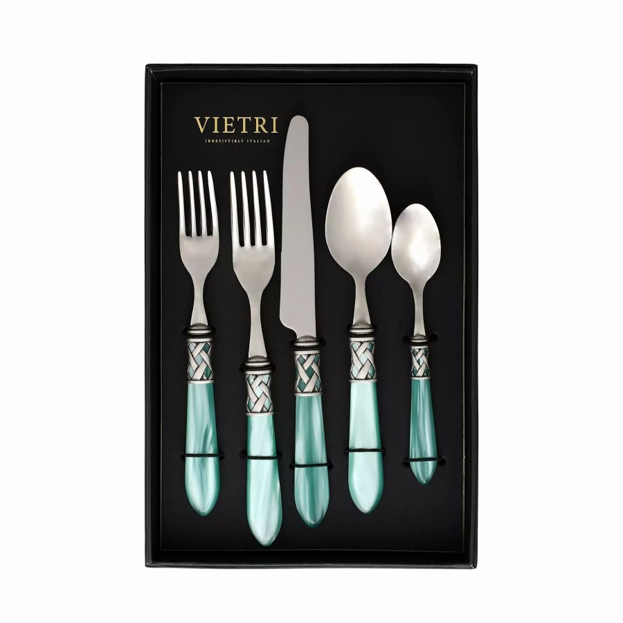 Flatware * | Vietri Aladdin Antique Aqua Five-Piece Place Setting Set Of 4