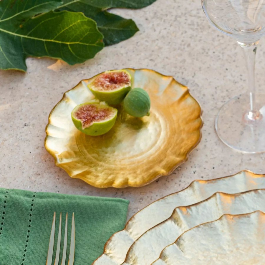 Dinnerware * | Viva By Vietri Baroque Glass Gold Cocktail Plate