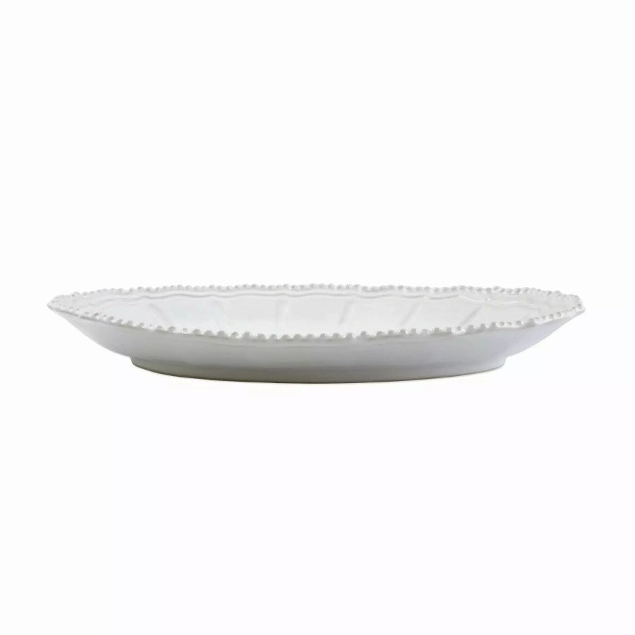 Serveware * | Vietri Incanto Stone White Baroque Large Oval Shallow Bowl