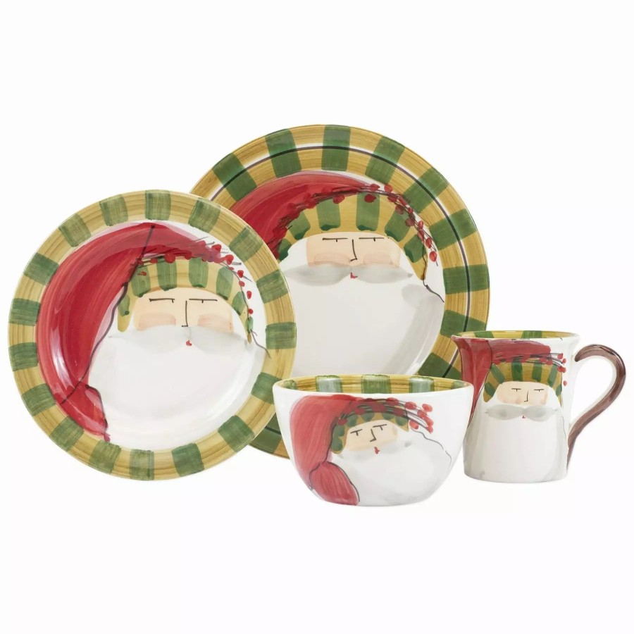 Sets * | Vietri Old St. Nick Striped Hat Four-Piece Place Setting