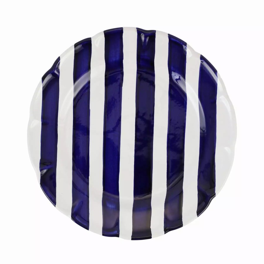 Dinnerware * | Vietri Amalfitana Cobalt Stripe Dinner Plate