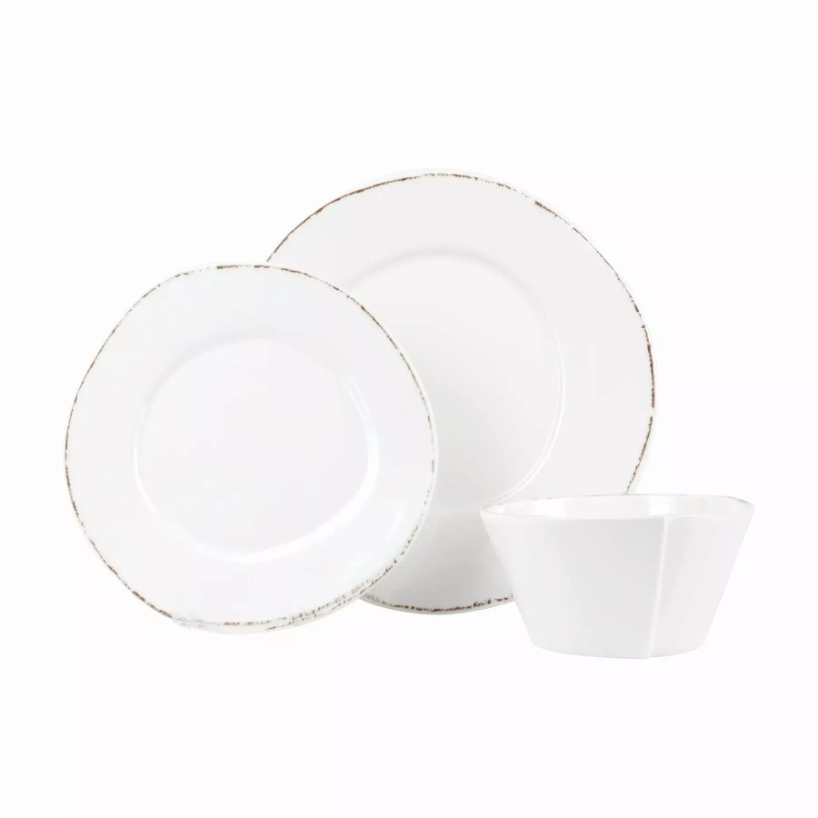 Sets * | Vietri Melamine Lastra White Three-Piece Place Setting