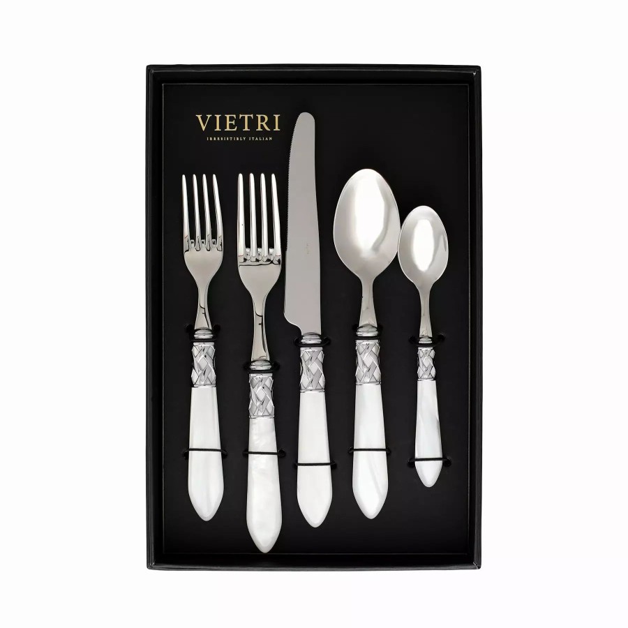 Flatware * | Vietri Aladdin Brilliant White Five-Piece Place Setting Set Of 4