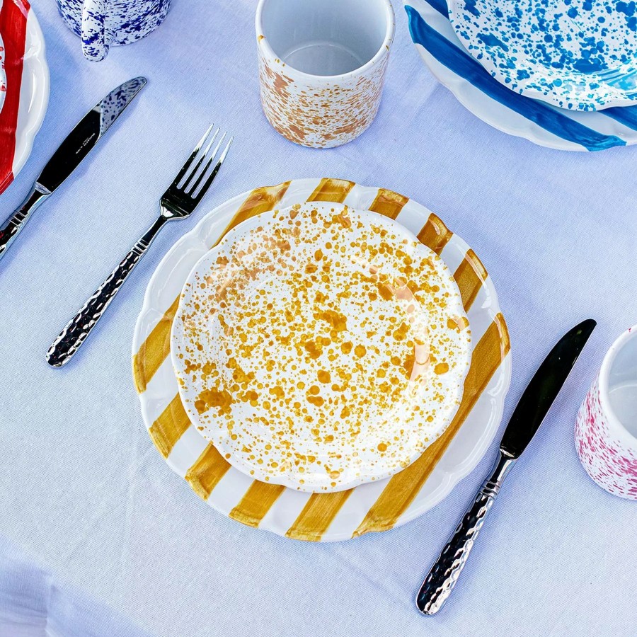 Dinnerware * | Vietri Amalfitana Yellow Splatter Salad Plate