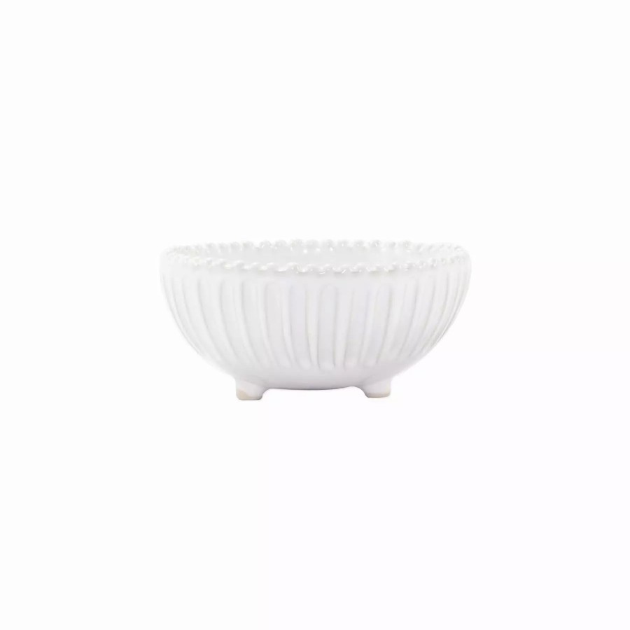 Serveware * | Vietri Incanto Stone White Stripe Footed Bowl