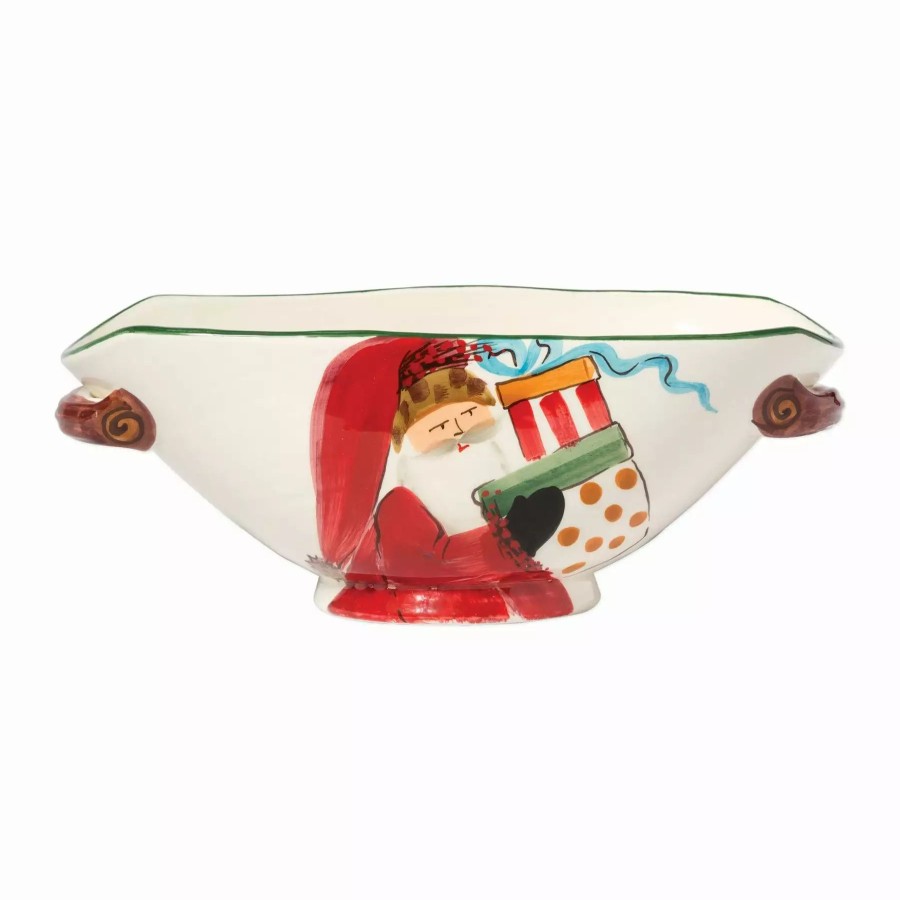 Serveware * | Vietri Old St. Nick Handled Oval Bowl W/ Presents