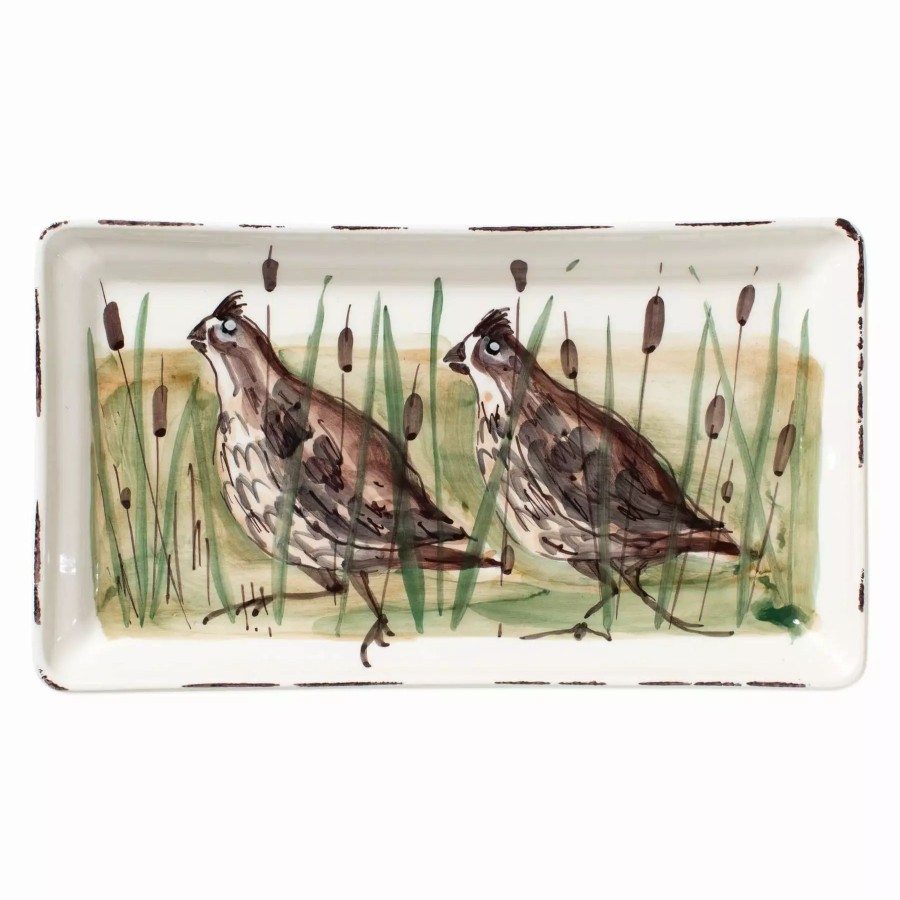 Serveware * | Vietri Wildlife Quail Rectangular Platter