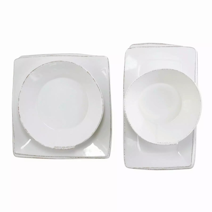 Dinnerware * | Vietri Melamine Lastra White 4-Piece Serveware Set