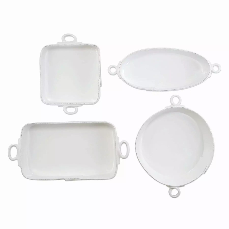 Sets * | Vietri Lastra White 4-Piece Bakeware Essentials Set