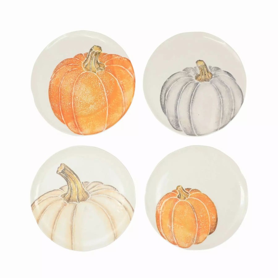 Dinnerware * | Vietri Pumpkins Assorted Salad Plates Set Of 4