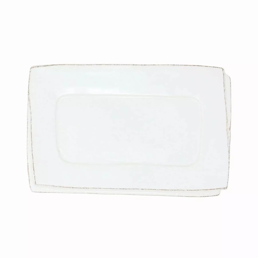 Serveware * | Vietri Lastra White Small Rectangular Tray