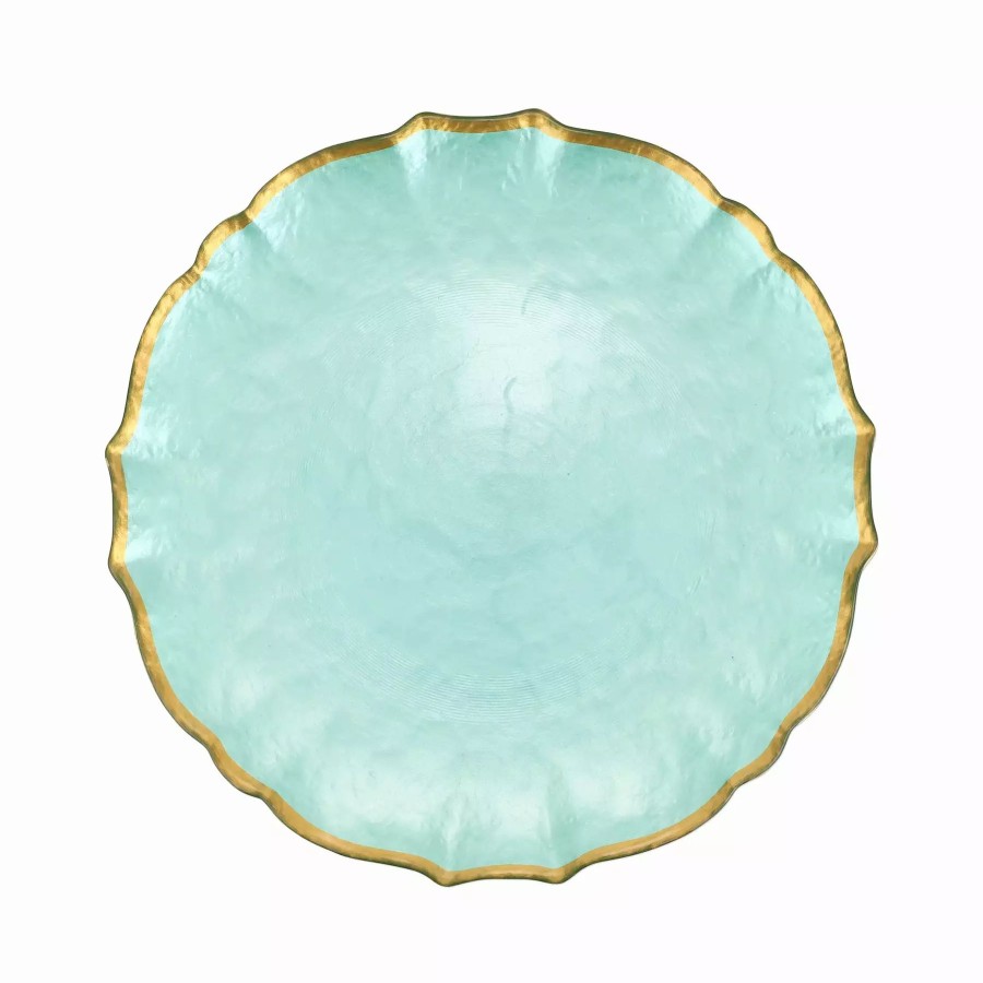 Dinnerware * | Viva By Vietri Baroque Glass Aqua Dinner Plate