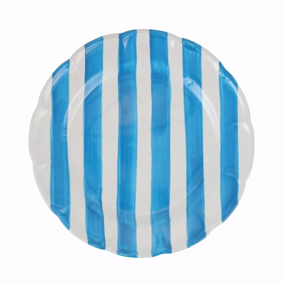 Dinnerware * | Vietri Amalfitana Aqua Stripe Dinner Plate