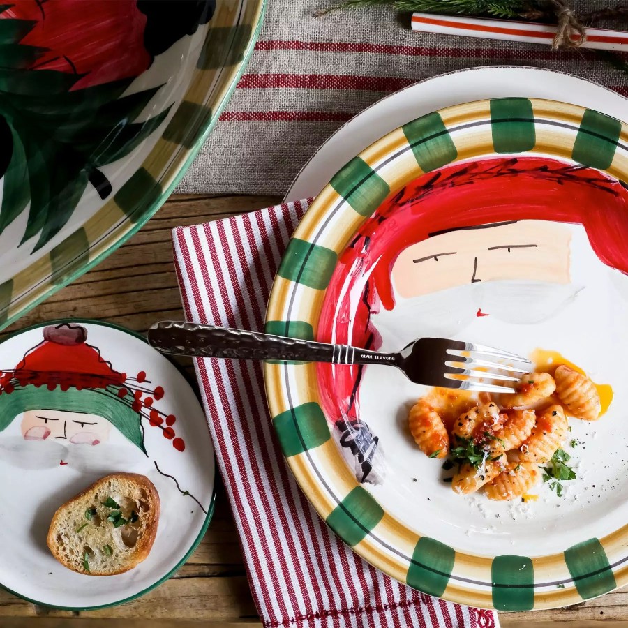 Dinnerware * | Vietri Old St. Nick Round Salad Plate Red Hat