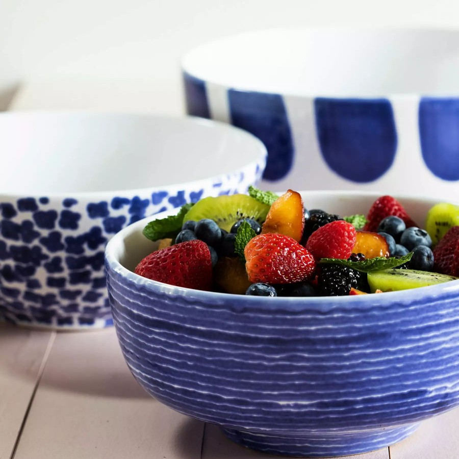 Serveware * | Viva By Vietri Santorini Stripe Medium Footed Serving Bowl