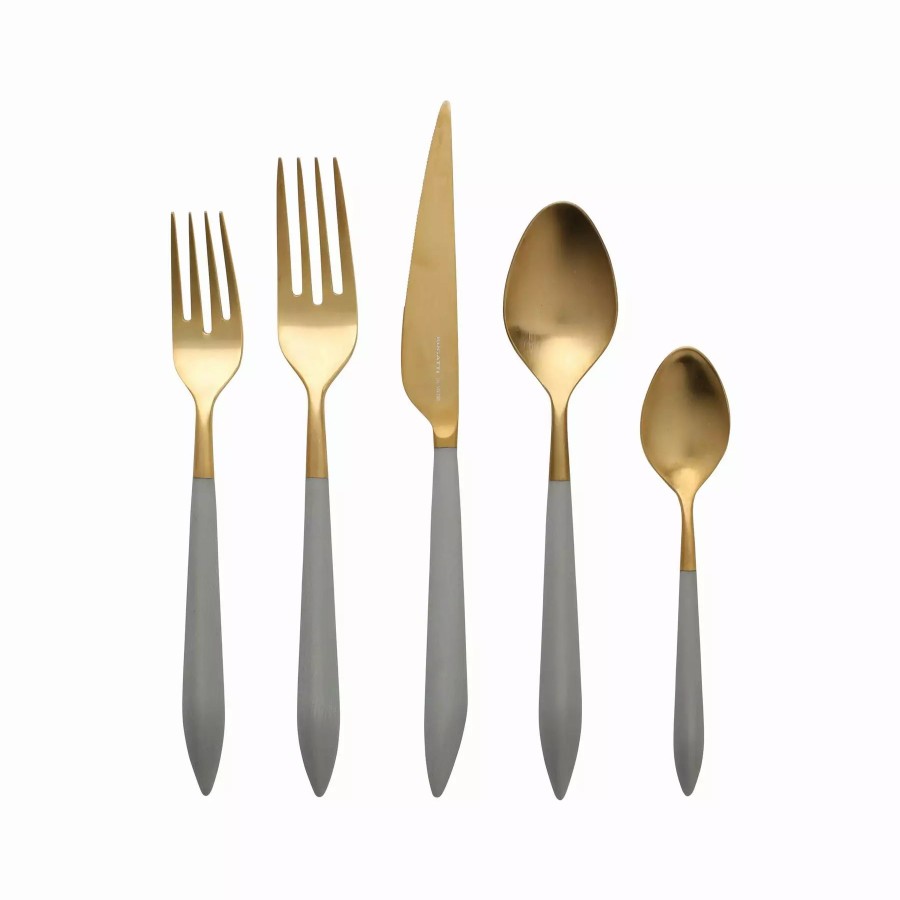 Flatware * | Vietri Ares Oro & Light Gray Five-Piece Place Setting