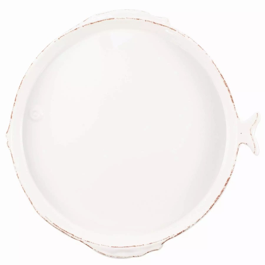 Dinnerware * | Vietri Melamine Lastra Fish White Round Platter