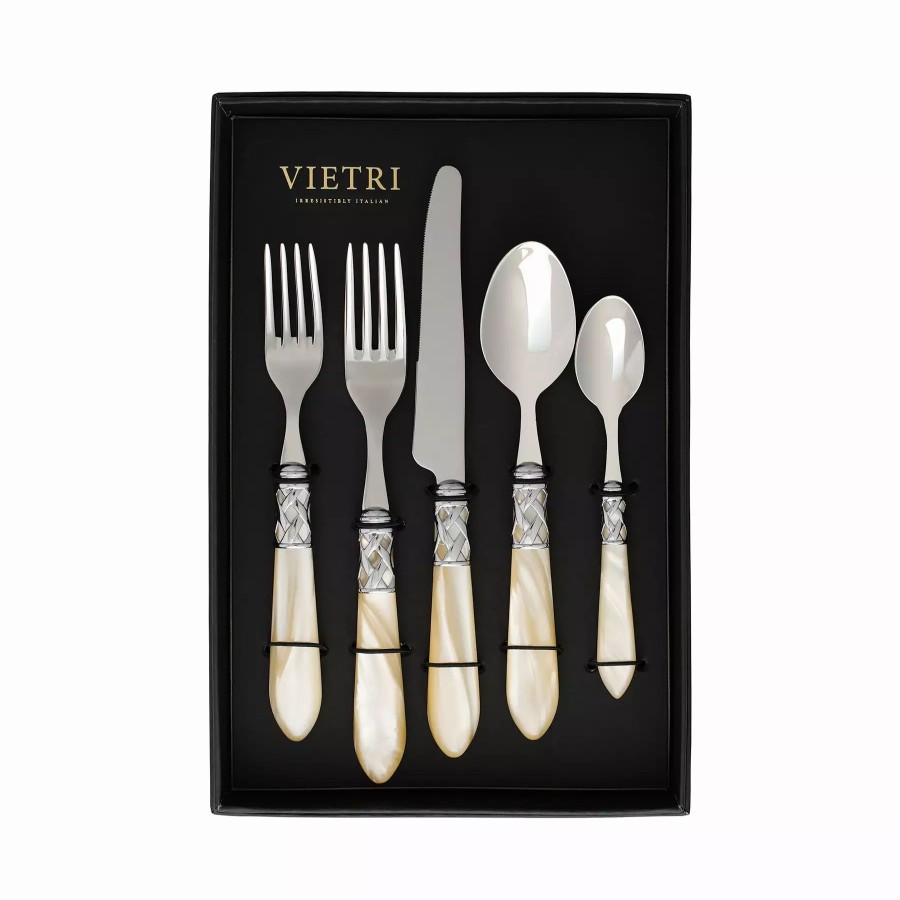 Flatware * | Vietri Aladdin Brilliant Ivory Five-Piece Place Setting Set Of 4