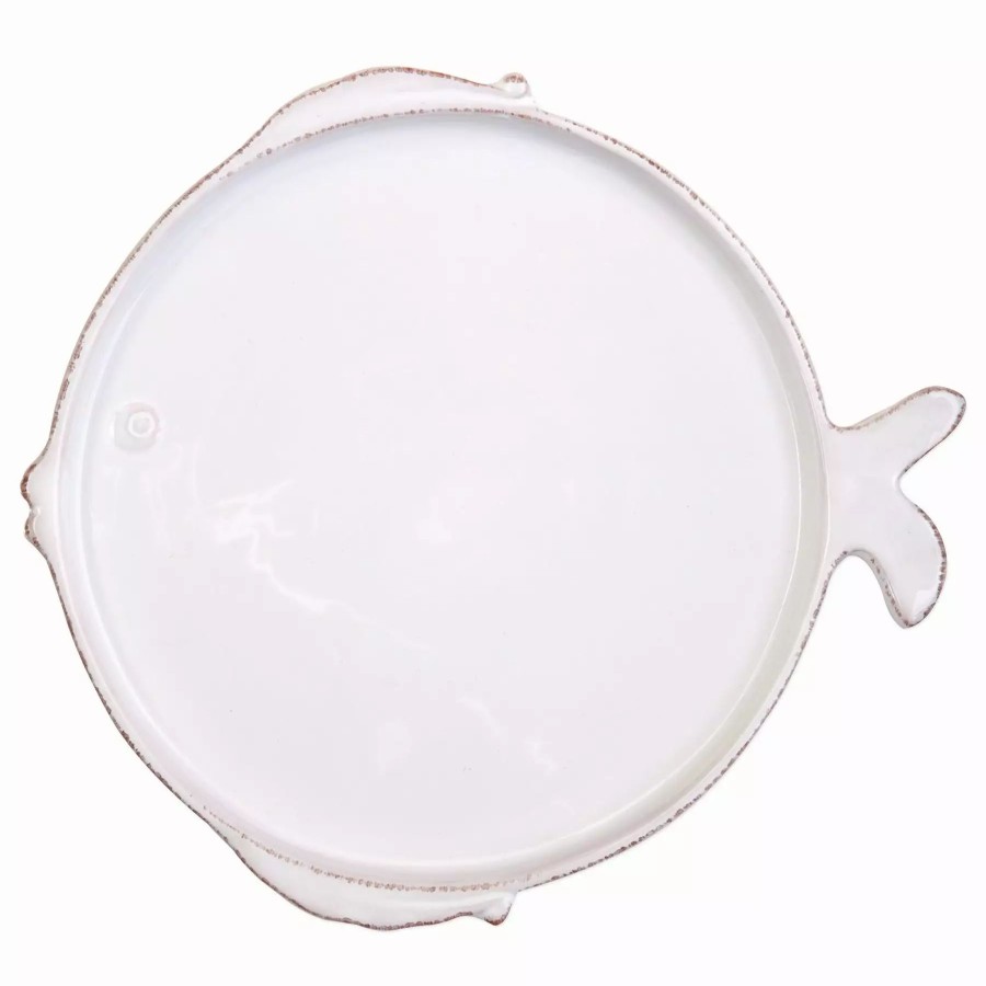 Dinnerware * | Vietri Melamine Lastra Fish White Dinner Plate