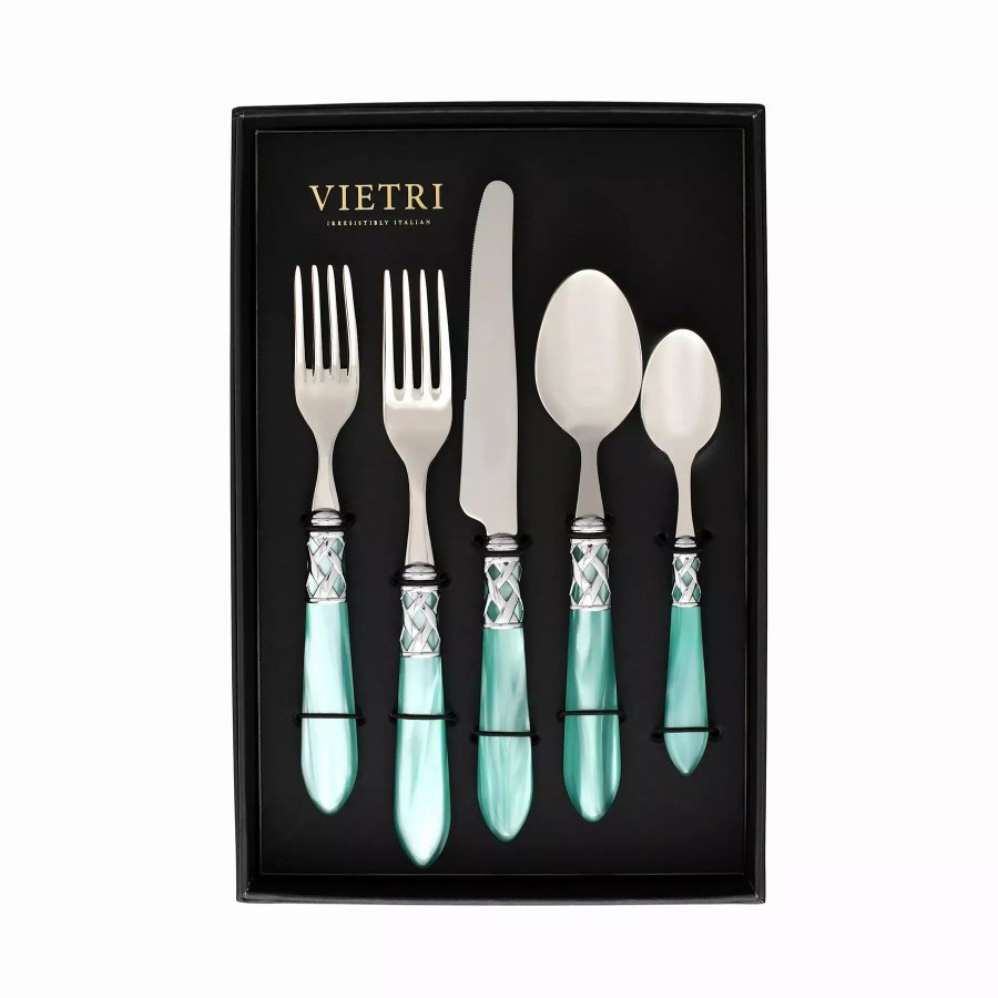 Flatware * | Vietri Aladdin Brilliant Aqua Five-Piece Place Setting Set Of 4