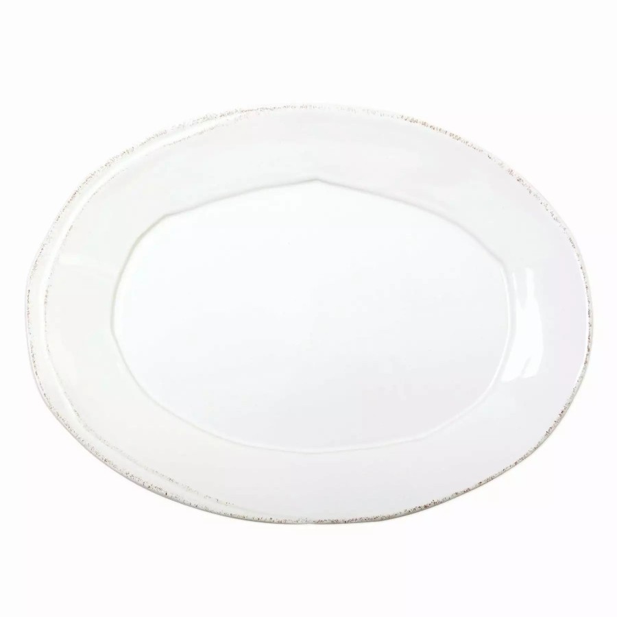 Serveware * | Vietri Lastra White Small Oval Platter