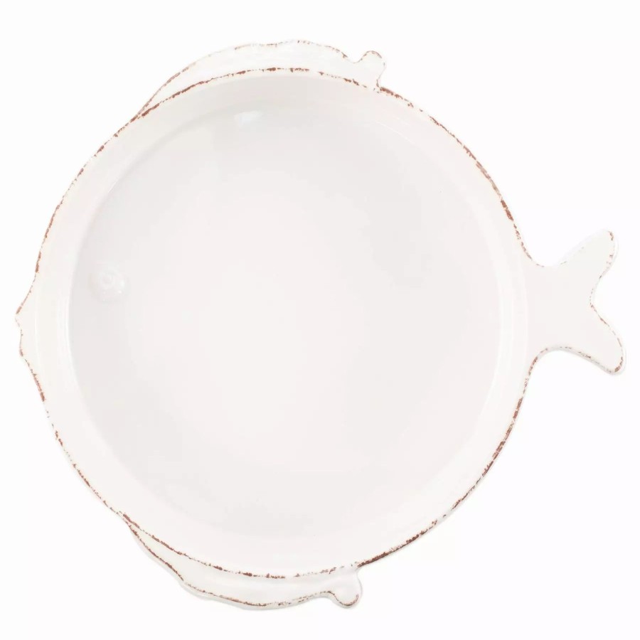 Dinnerware * | Vietri Melamine Lastra Fish White Medium Serving Bowl