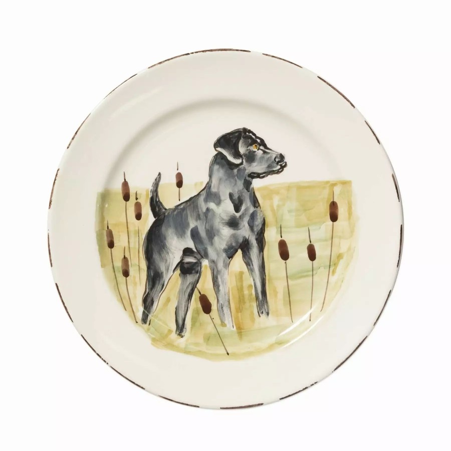 Dinnerware * | Vietri Wildlife Black Hunting Dog Dinner Plate