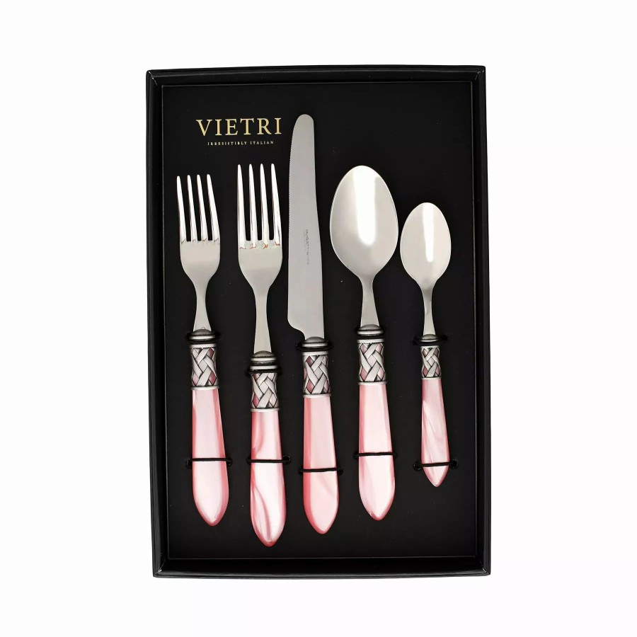 Flatware * | Vietri Aladdin Antique Light Pink Five-Piece Place Setting Set Of 4