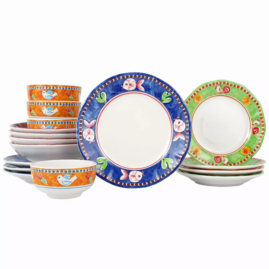 Sets * | Vietri Melamine Campagna Assorted Sixteen-Piece Place Setting