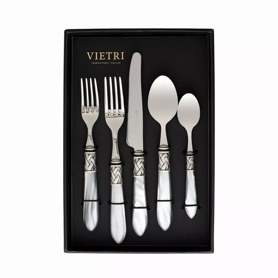 Flatware * | Vietri Aladdin Antique Light Gray Five-Piece Place Setting Set Of 4