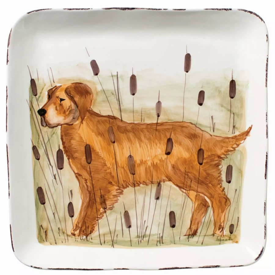 Serveware * | Vietri Wildlife Hunting Dog Large Square Platter