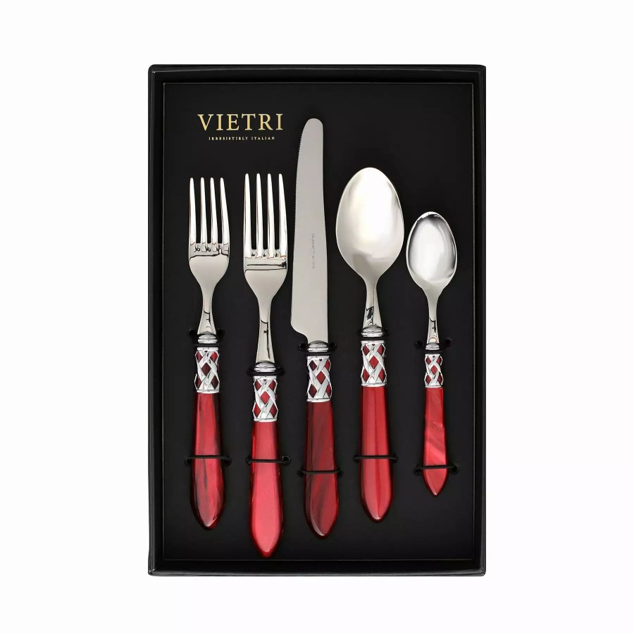 Flatware * | Vietri Aladdin Brilliant Red Five-Piece Place Setting Set Of 4