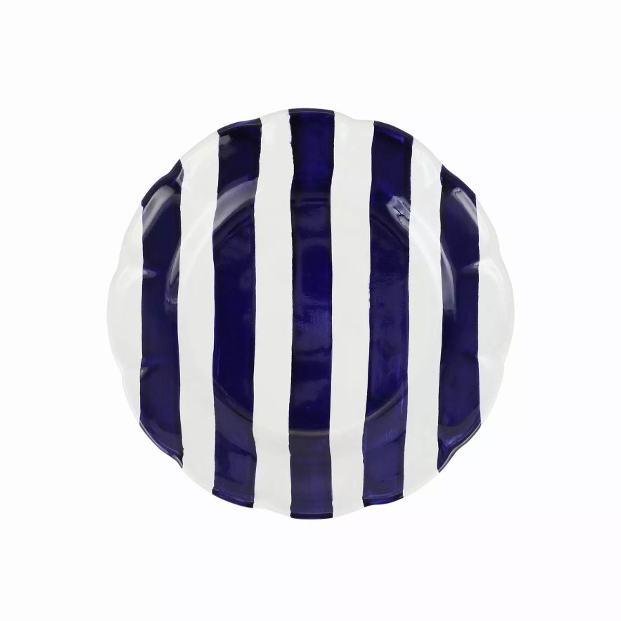 Dinnerware * | Vietri Amalfitana Cobalt Stripe Salad Plate