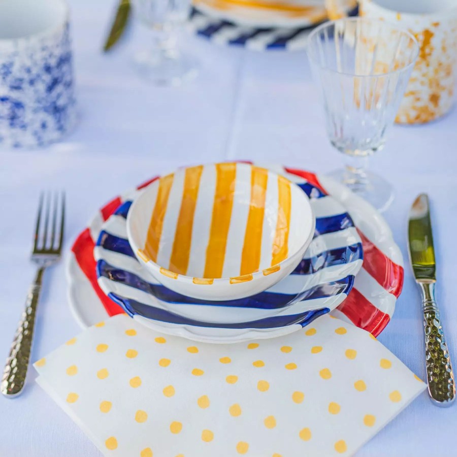 Dinnerware * | Vietri Amalfitana Cobalt Stripe Salad Plate