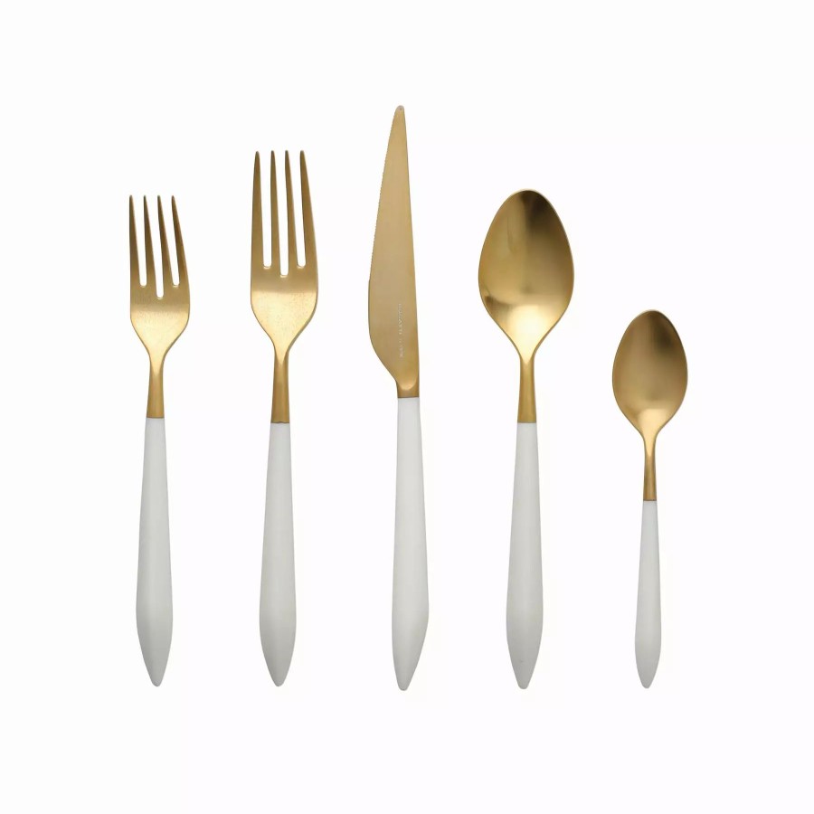 Flatware * | Vietri Ares Oro & White Five-Piece Place Setting