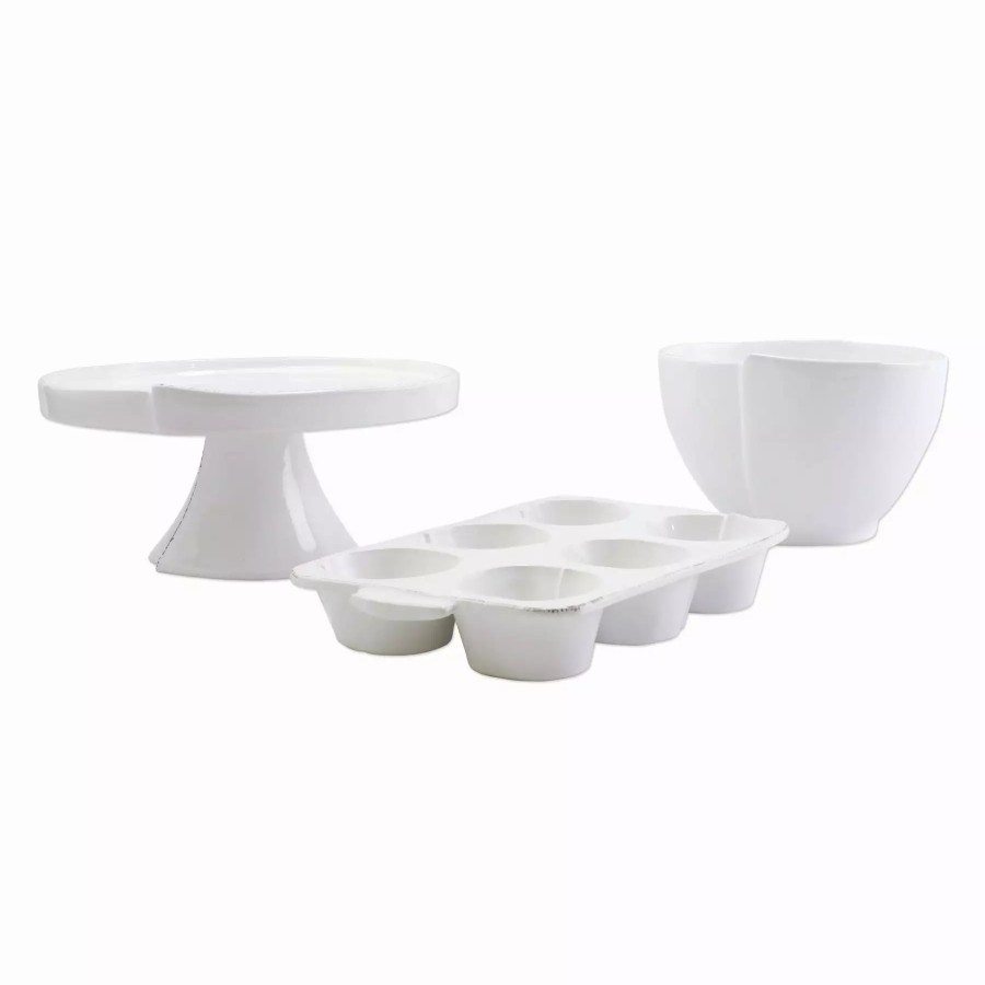 Serveware * | Vietri Lastra White 3-Piece Bakeware Essentials Set