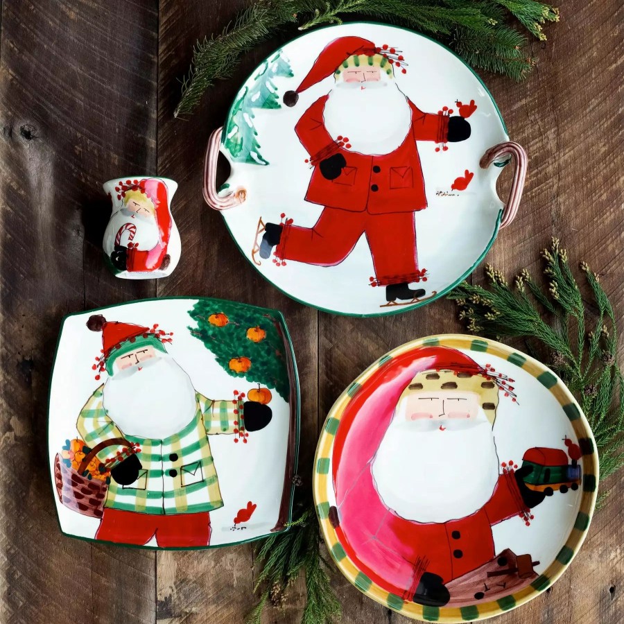 Serveware * | Vietri Old St. Nick Handled Round Platter Ice Skating