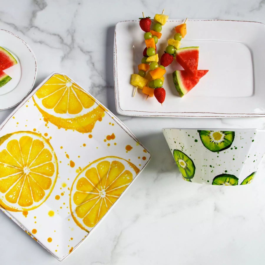 Serveware * | Vietri Melamine Fruit Lemon Square Platter