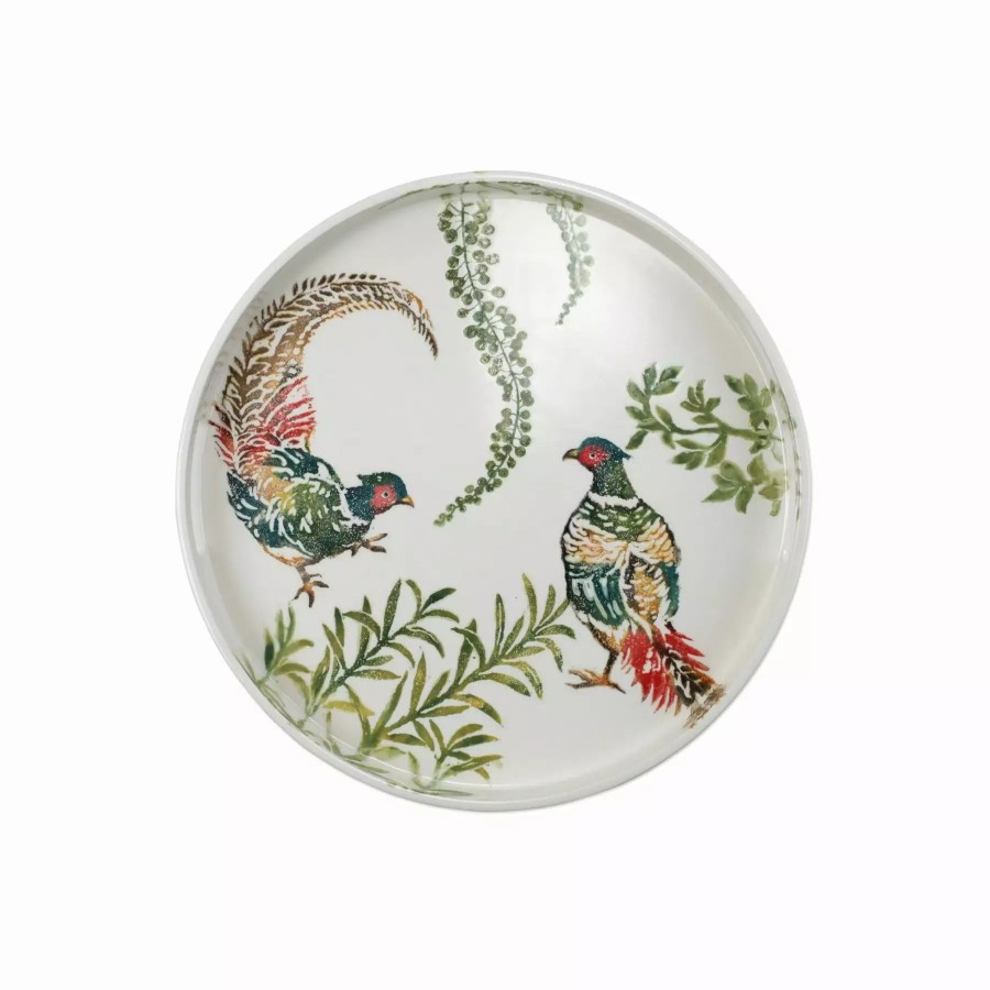 Serveware * | Vietri Fauna Pheasants Handled Round Tray