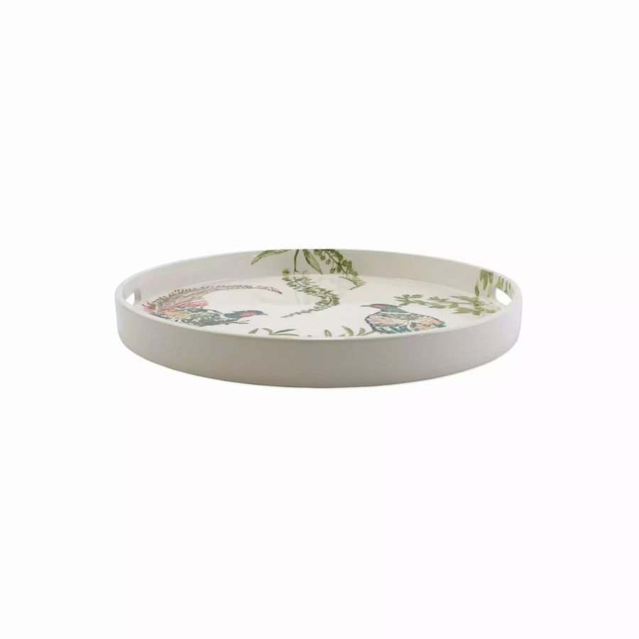 Serveware * | Vietri Fauna Pheasants Handled Round Tray