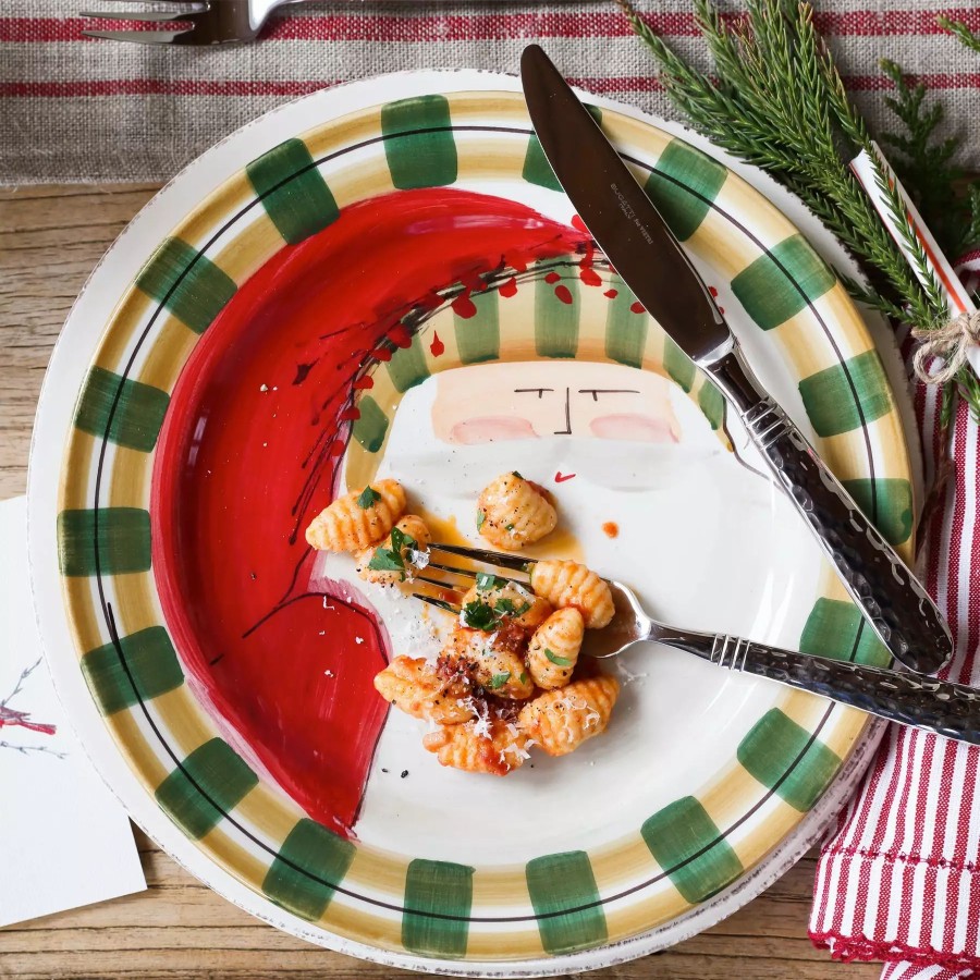 Dinnerware * | Vietri Old St. Nick Round Salad Plate Striped Hat