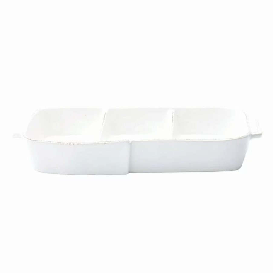 Dinnerware * | Vietri Melamine Lastra White Three-Part Server